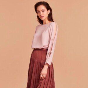 💠Wilfred Blush Pink Pozzi Blouse Womens Size XS Long Tie Sleeve Aritzia Top